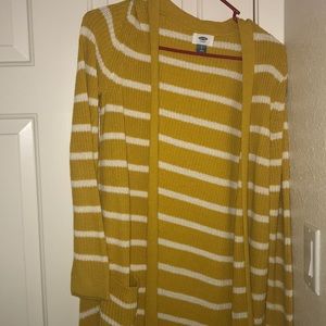 OLD NAVY yellow and white pocketed cardigan
